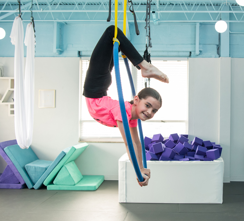 Athletic Woman Posing On Lyra Hoop