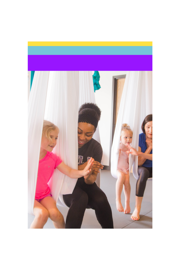 mother/daughter aerial yoga class